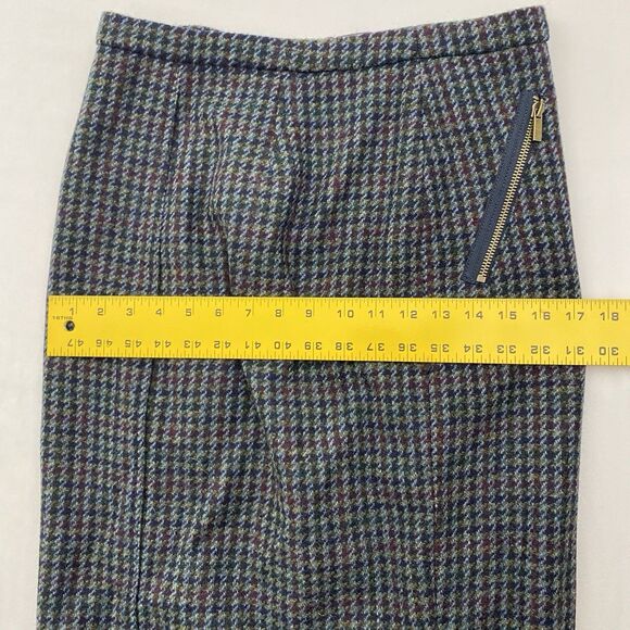 J Crew 100% Wool Pencil Skirt Womens 4 Blue Full Zip Knee Length Lined Career - Picture 8 of 9